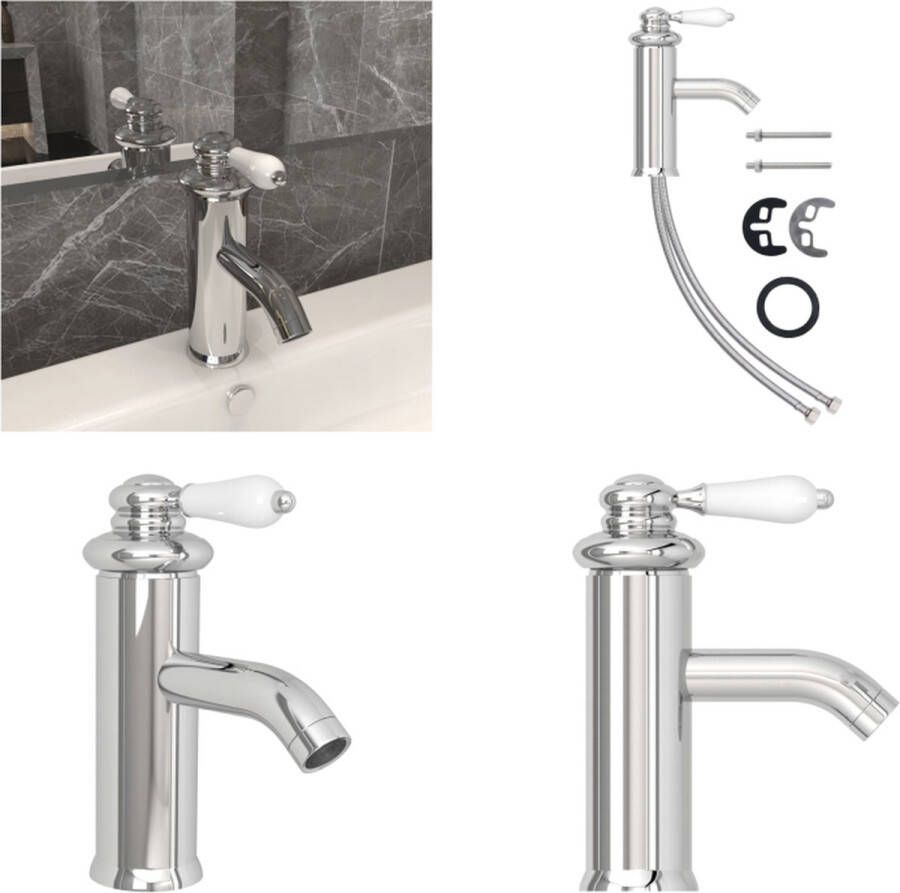 VidaXL Wastafelkraan 130x180 mm verchroomd Wastafelkraan Wastafelkranen Kraan Kranen