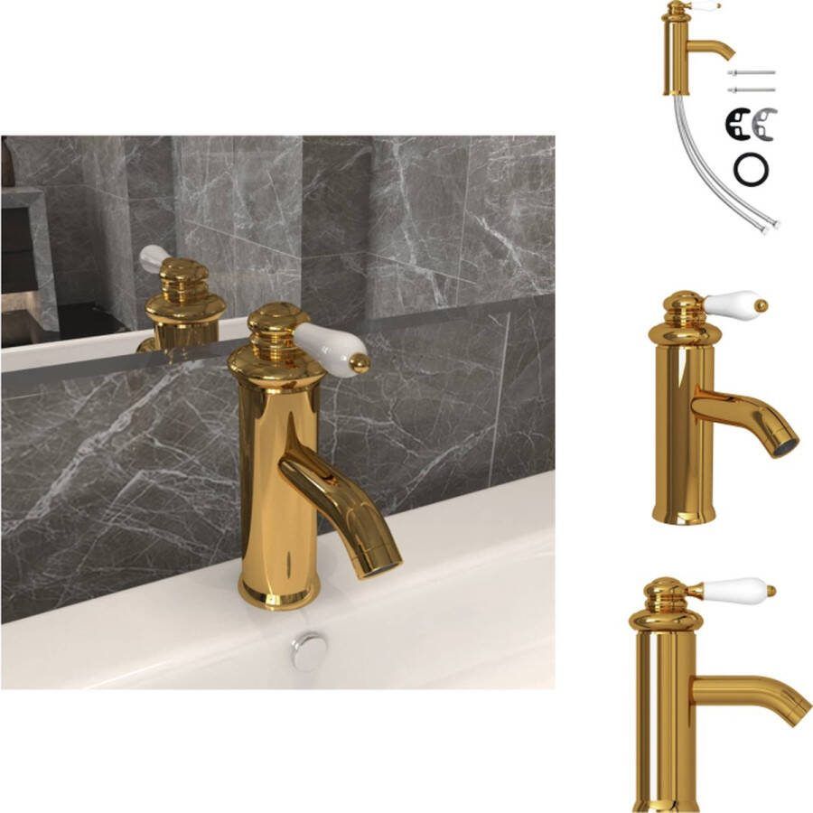 VidaXL Wastafelkraan Praktische en hoogwaardige Goud 130 x 180 mm Massief messing constructie Keukenkraan