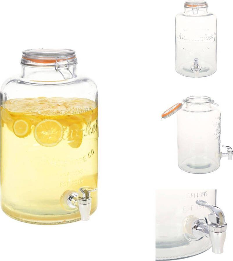 VidaXL Waterdispenser Vintage Stijl Glas 18.7 x 36 cm 8L Drankdispenser
