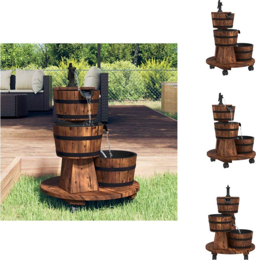 VidaXL Waterfontein Massief Vurenhout Tuindecoratie 55 x 55 x 80 cm Met watervalfontein Fontein