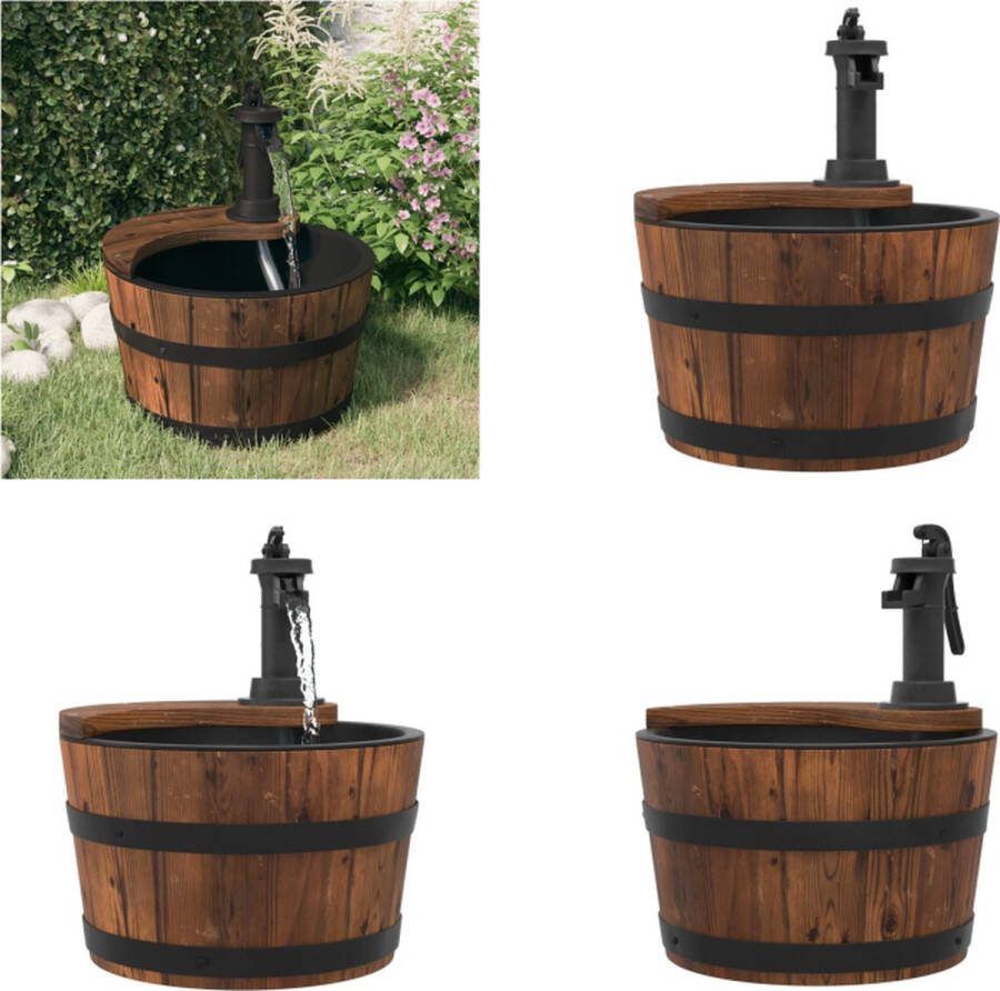 VidaXL Waterfontein met pomp 28x28x34-5 cm massief vurenhout Waterfontein Waterfonteinen Waterfontein Tuin Water Fontein