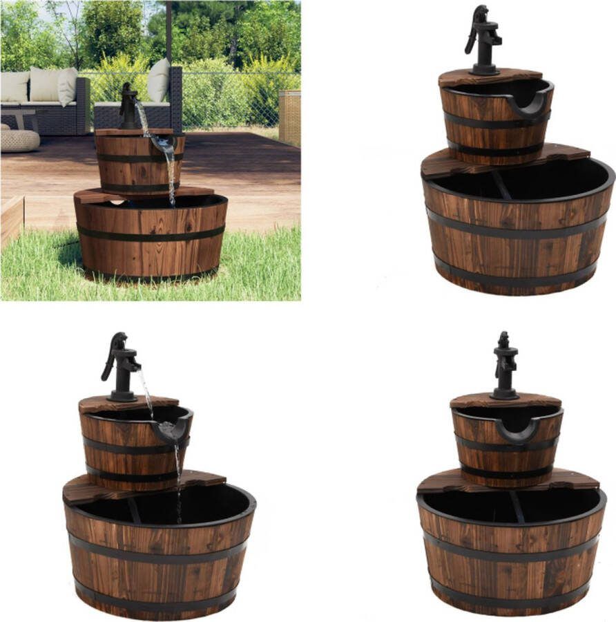 VidaXL Waterfontein met pomp 44-5x44-5x58 cm massief vurenhout Waterfontein Waterfonteinen Waterfontein Tuin Water Fontein