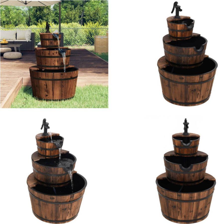 VidaXL Waterfontein met pomp 60x60x94 cm massief vurenhout Waterfontein Waterfonteinen Waterfontein Tuin Water Fontein