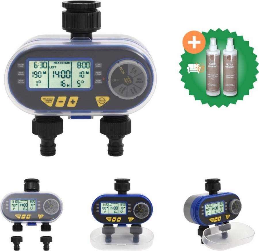 VidaXL Watertimer met dubbele uitgang automatisch digitaal Tuinsproeier Inclusief Onderhoudsset