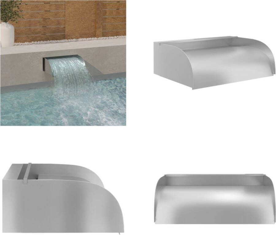VidaXL Waterval met LED's 45x34x14 cm roestvrij staal 304 Waterval Watervallen Waterval Met LED Watervallen Met LED's