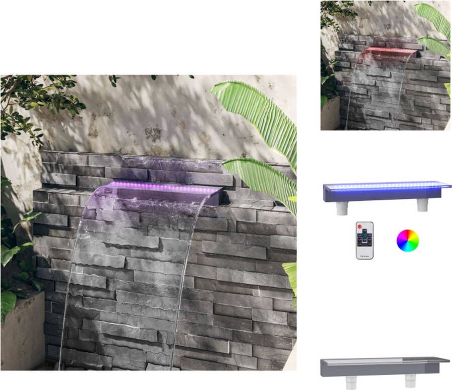 VidaXL Watervaloverlaat Grijs 60 x 21 x 8 cm Kleurrijke LED-verlichting Fontein