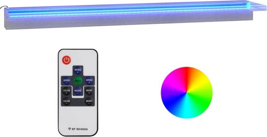 VidaXL Watervaloverlaat met RGB LED's 108 cm roestvrij staal