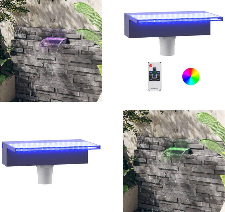 VidaXL Watervaloverlaat met RGB LED's 30 cm acryl Watervaloverlaat Watervaloverlaten Waterval Watervaluitloop