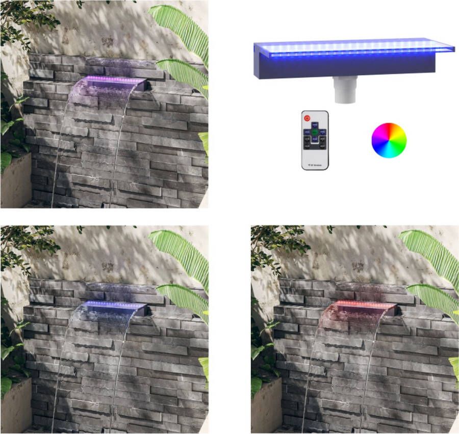 VidaXL Watervaloverlaat met RGB LED's 45 cm acryl Watervaloverlaat Watervaloverlaten Waterval Watervaluitloop