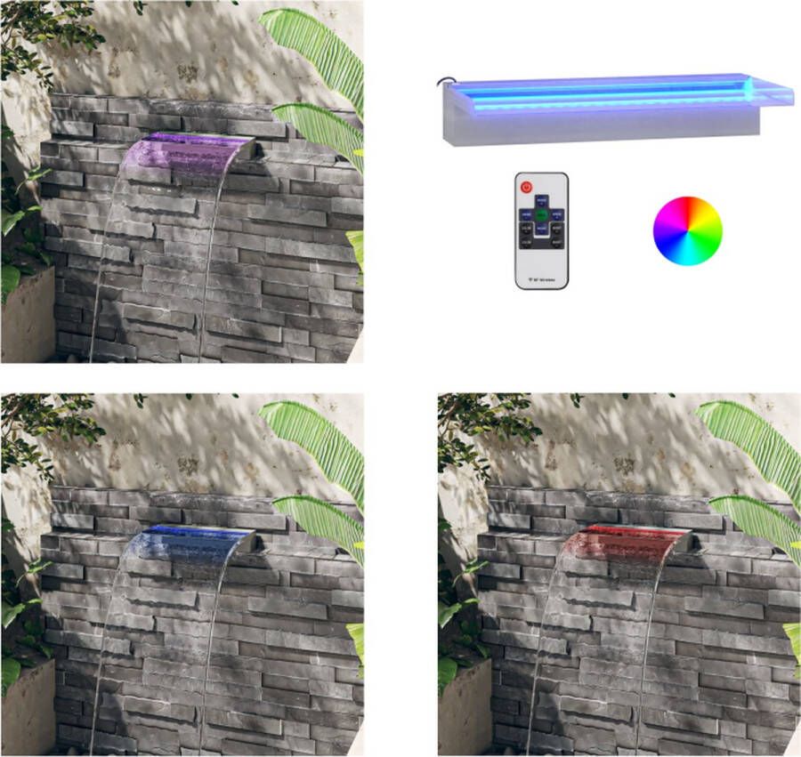 VidaXL Watervaloverlaat met RGB LED's 45 cm roestvrij staal Watervaloverlaat Watervaloverlaten Waterval Watervaluitloop