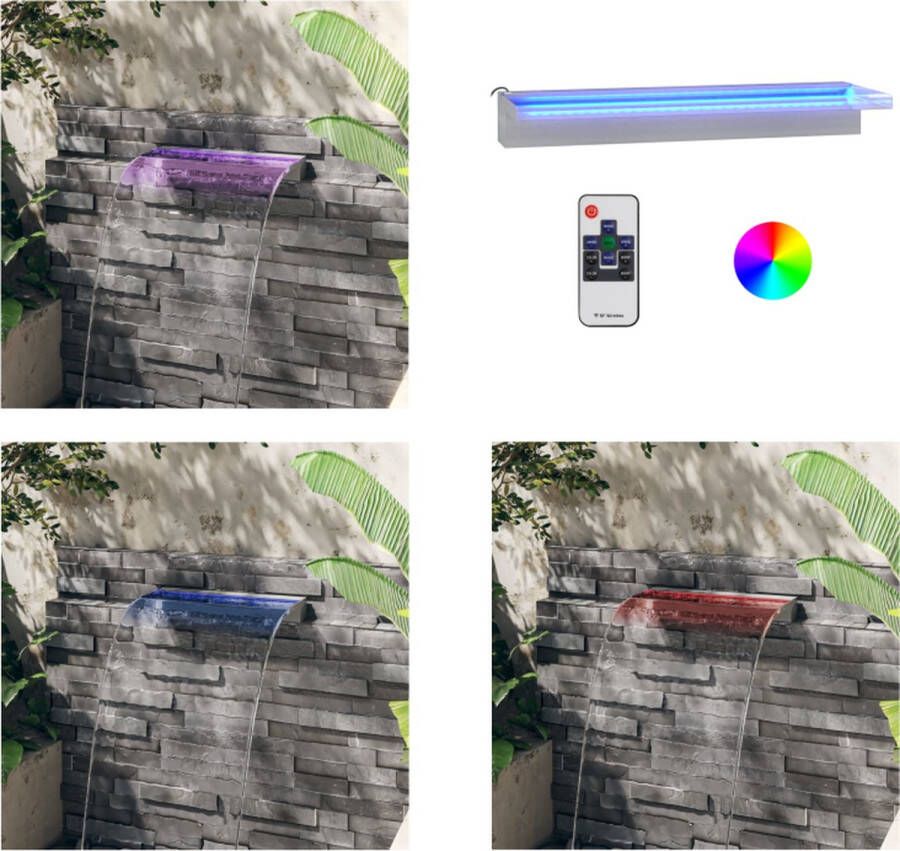 VidaXL Watervaloverlaat met RGB LED's 60 cm roestvrij staal Watervaloverlaat Watervaloverlaten Waterval Watervaluitloop
