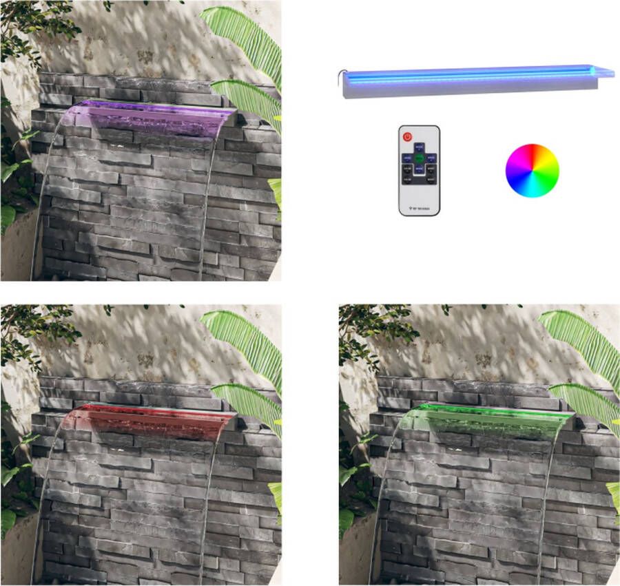 VidaXL Watervaloverlaat met RGB LED's 90 cm roestvrij staal Watervaloverlaat Watervaloverlaten Waterval Watervaluitloop