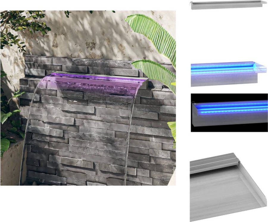 VidaXL Watervaloverlaat Multifunctioneel LED 90 x 21 x 8 cm RVS 8.4 W Fontein