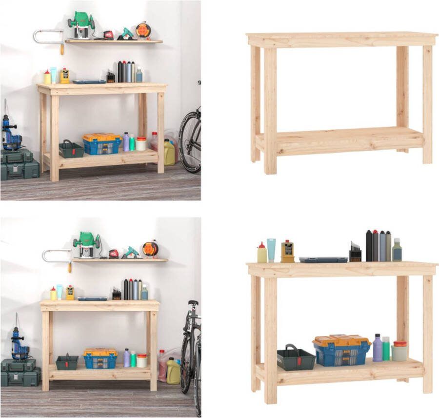 VidaXL Werkbank 110x50x80 cm massief grenenhout Werkbank Houten Werkbank Werkbanken Massief Houten Werkbank
