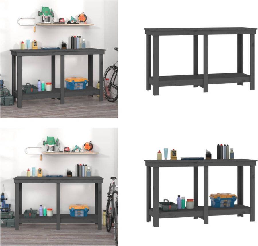 VidaXL Werkbank 140x50x80 cm massief grenenhout grijs Werkbank Werkbanken Houten Werkbank Massief Houten Werkbank