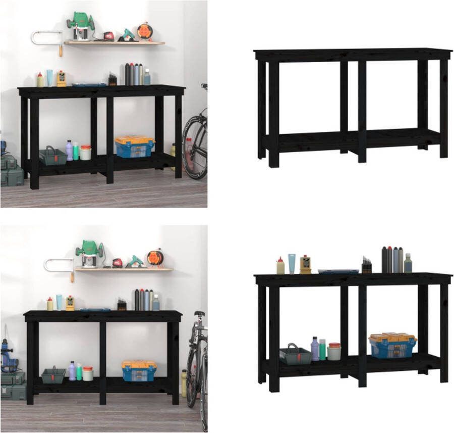 VidaXL werkbank 140x50x80 cm massief grenenhout zwart Werkbank Werkbanken Houten Werkbank Massief Houten Werkbank