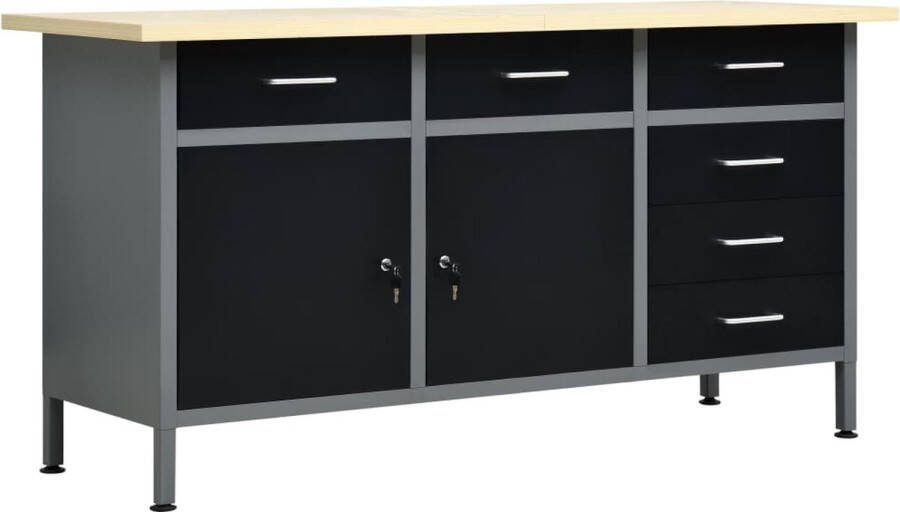 VidaXL -Werkbank-160x60x85-cm-staal-zwart