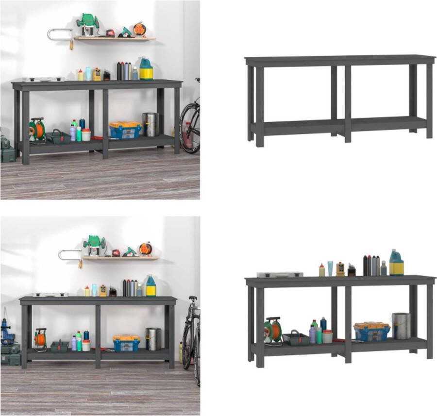 VidaXL Werkbank 180x50x80 cm massief grenenhout grijs Werkbank Houten Werkbank Werkbanken Massief Houten Werkbank
