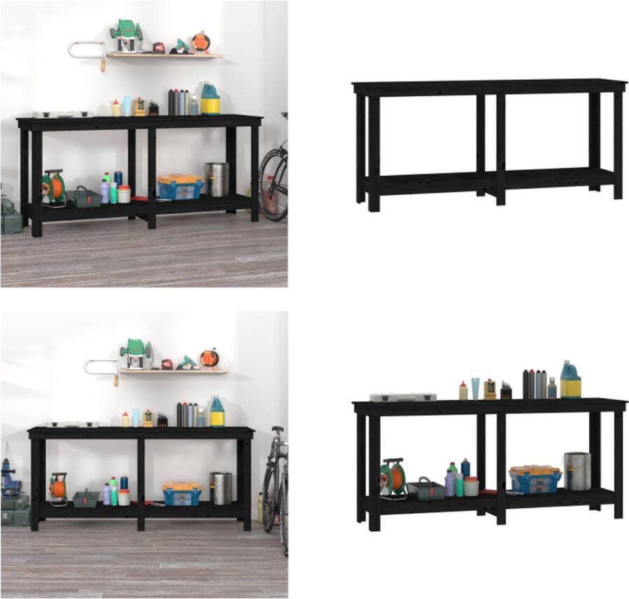 VidaXL werkbank 180x50x80 cm massief grenenhout zwart Werkbank Houten Werkbank Werkbanken Massief Houten Werkbank