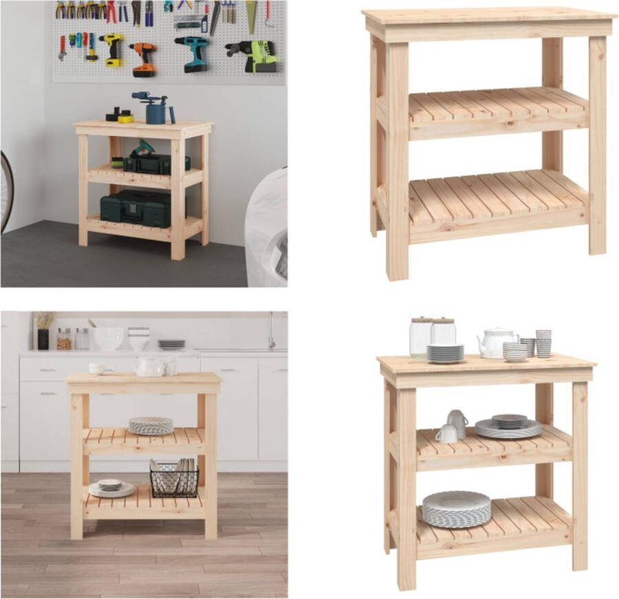 VidaXL Werkbank 78-5x50x80 cm massief grenenhout Werkbank Houten Werkbank Massief Houten Werkbank Opbergbankje