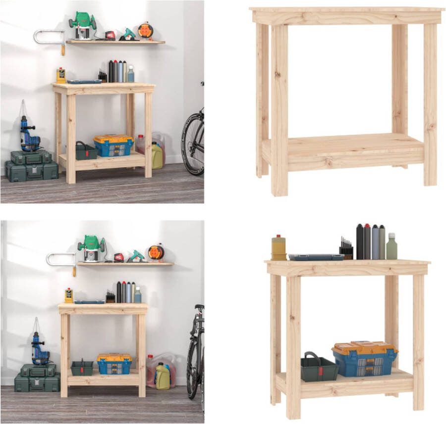 VidaXL Werkbank 80x50x80 cm massief grenenhout Werkbank Houten Werkbank Werkbanken Massief Houten Werkbank