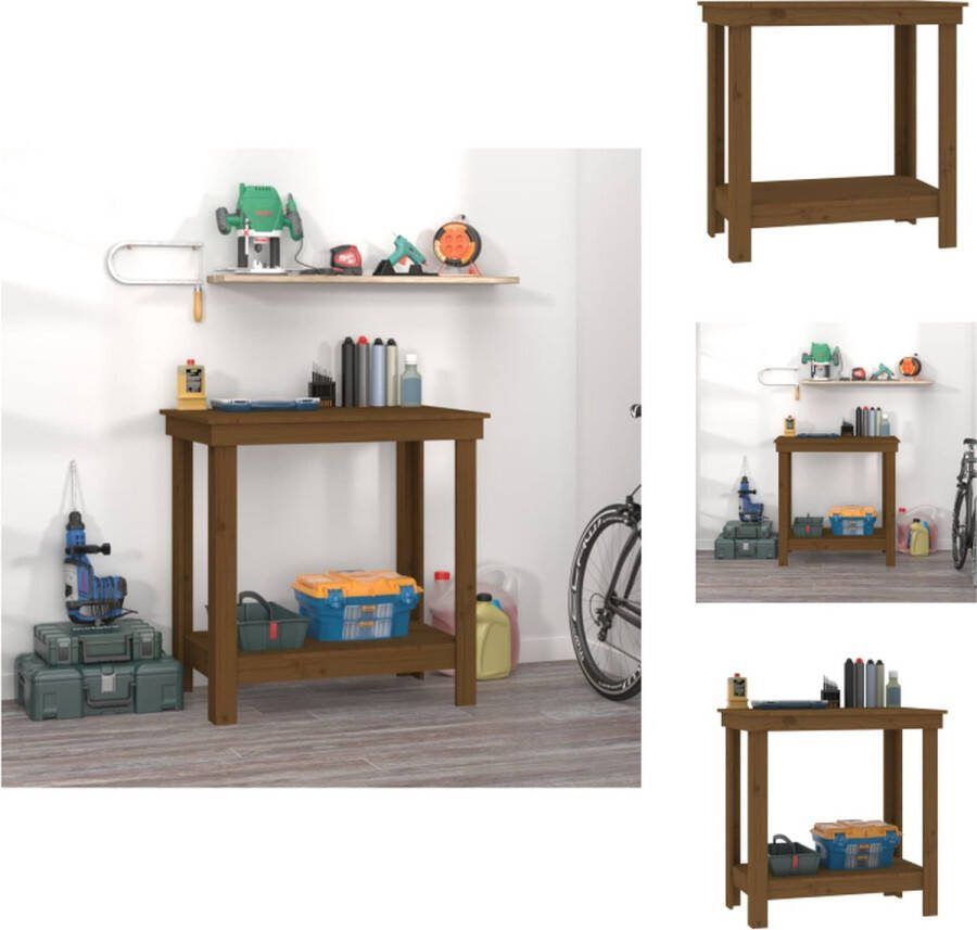 VidaXL Werkbank Grenenhout 80 x 50 x 80 cm Honingbruin Werkbank
