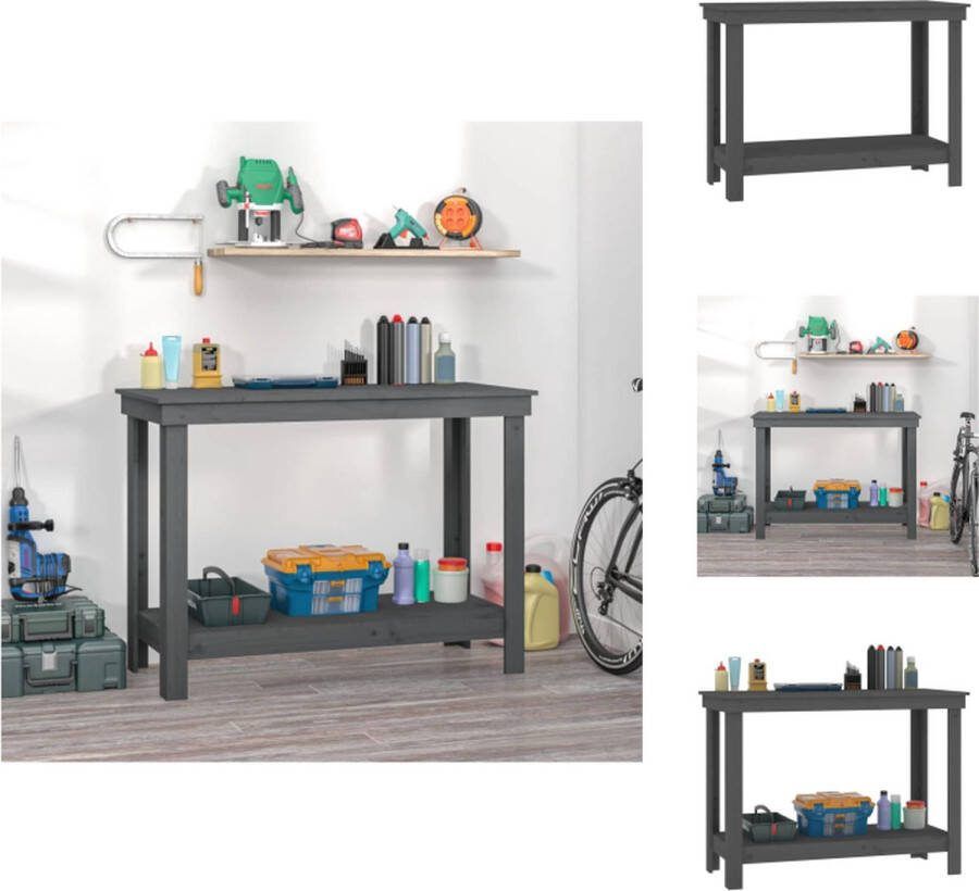 VidaXL Werkbank Grenenhout Grijs 110 x 50 x 80 cm Werkbank