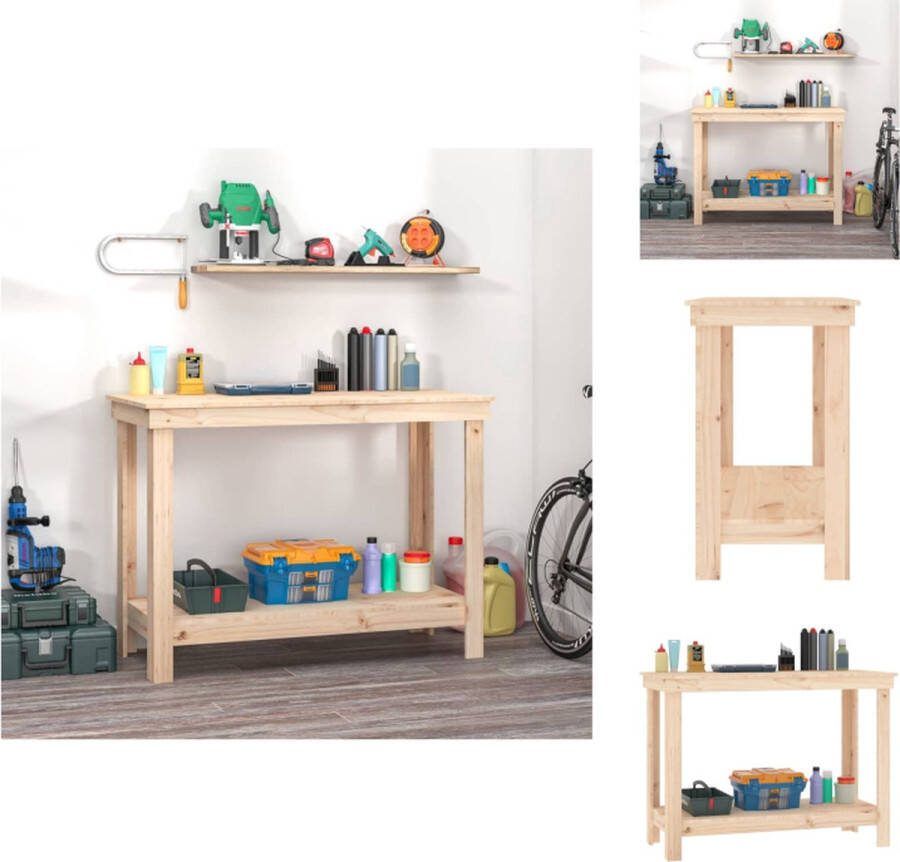 VidaXL Werkbank Haydon Werkbank 110 x 50 x 80 cm Massief grenenhout Werkbank
