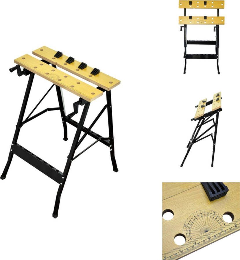 VidaXL Werkbank Inklapbaar Gereedschapstafel 62x56x75 cm Geel Zwart MDF Werkbank