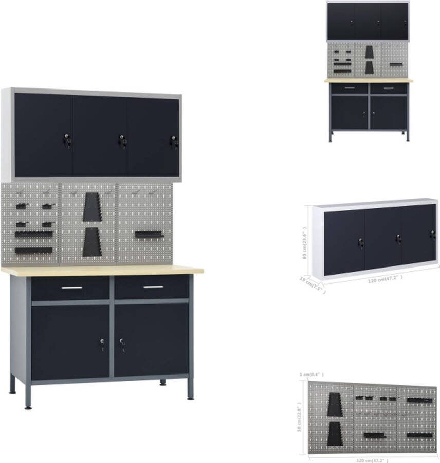 VidaXL Werkbank Pro Toolopslag Afmeting- 120x60x85cm Draagvermogen- 500kg Werkbank