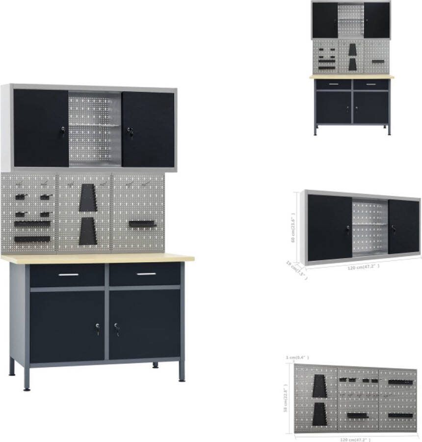 VidaXL Werkbank Robuuste Werkplaats en garage Afmeting- 120 x 60 x 85 cm Draagvermogen- 500 kg Werkbank