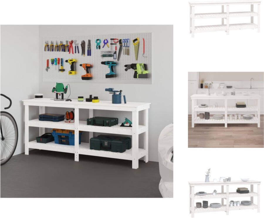 VidaXL Werkbank Rustiek Massief Grenenhout 181x50x80 cm Werkbank