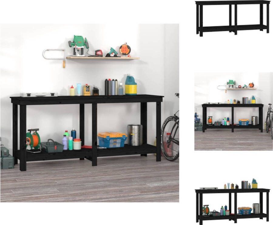 VidaXL Werkbank Zwarte Houten 180x50x80 cm Massief Grenenhout Werkbank