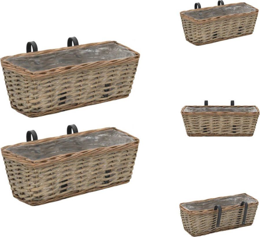VidaXL Wicker Balkonbak 40 x 16 x 13 cm Handgemaakt Bruin Bloempot