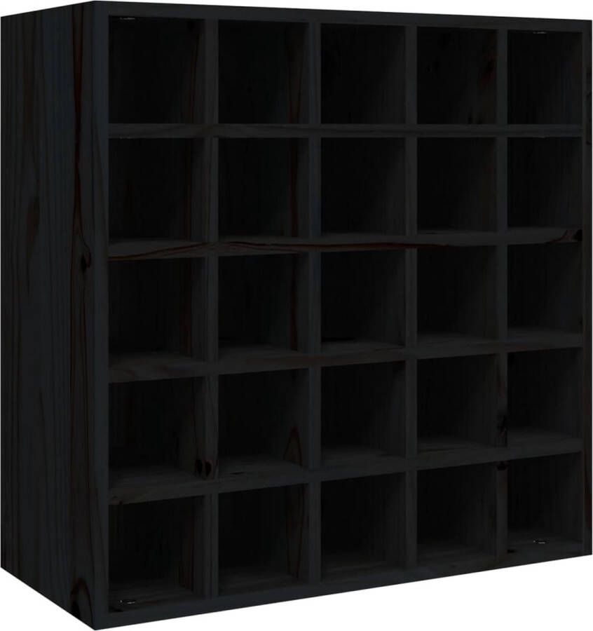 VidaXL -Wijnkast-56x25x56-cm-massief-grenenhout-zwart