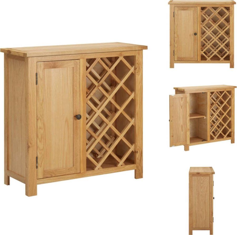 VidaXL Wijnkast Eikenhout 80 x 32 x 80 cm Max 11 flessen Wijnrek