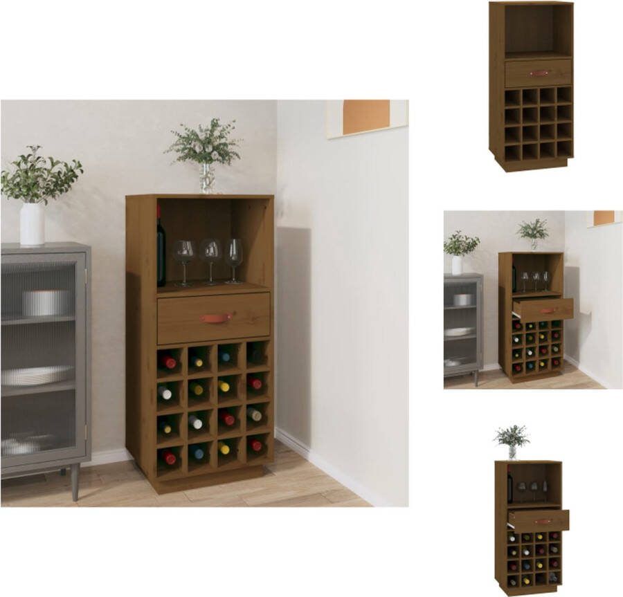 VidaXL Wijnkast Grenenhout 45 x 34 x 100 cm Honingbruin Wijnrek