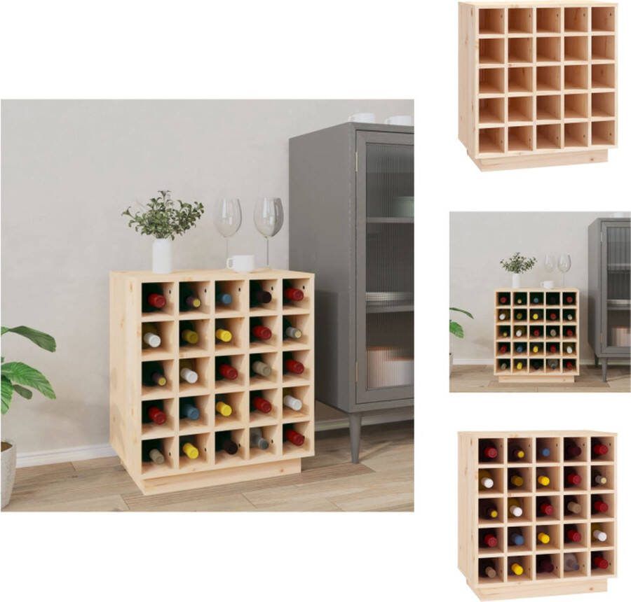 VidaXL Wijnkast Massief Grenenhout 55.5 x 34 x 61 cm Ruime opbergruimte Wijnrek