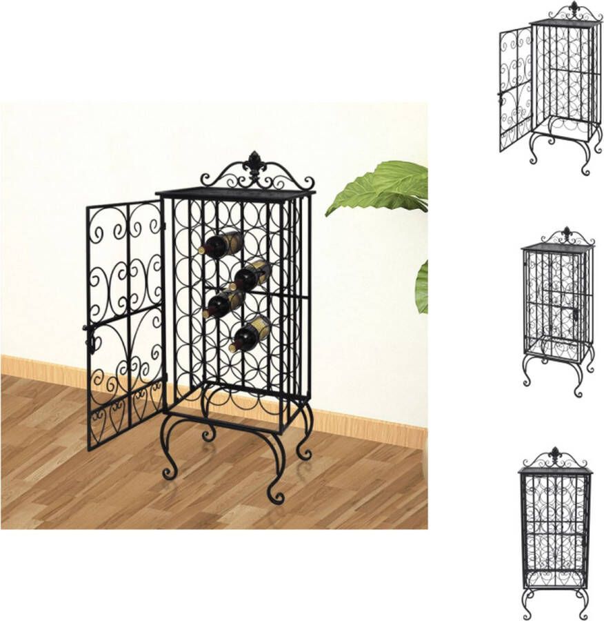 VidaXL Wijnrek 47 x 35 x 111 cm Zwart gepoedercoat Wijnrek
