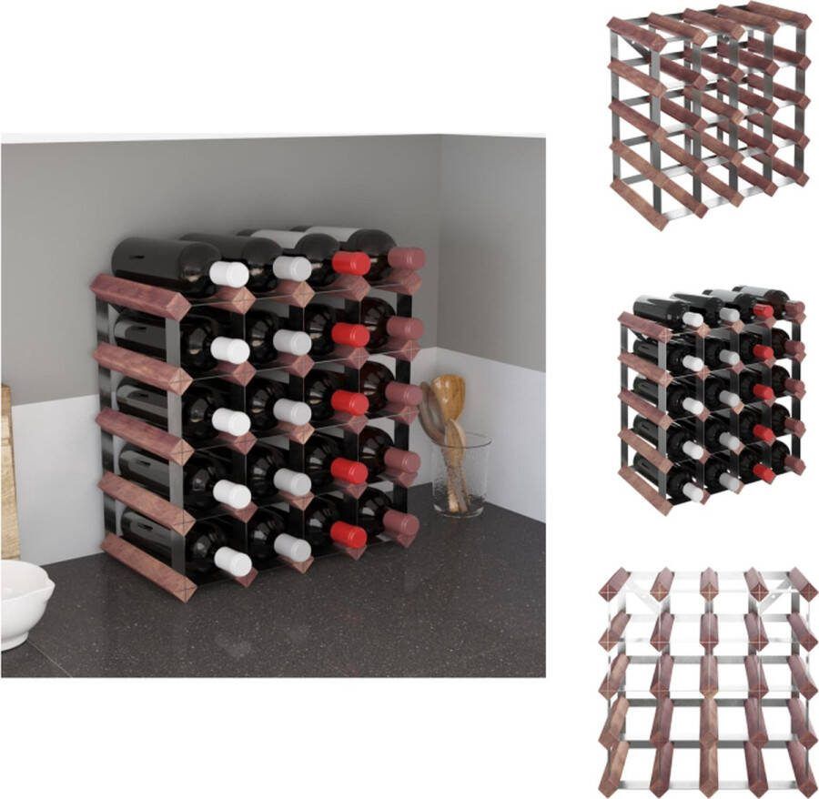VidaXL Wijnrek 5-laags 41.5 x 22.5 x 41.5 cm Massief grenenhout en gegalvaniseerd staal Wijnrek