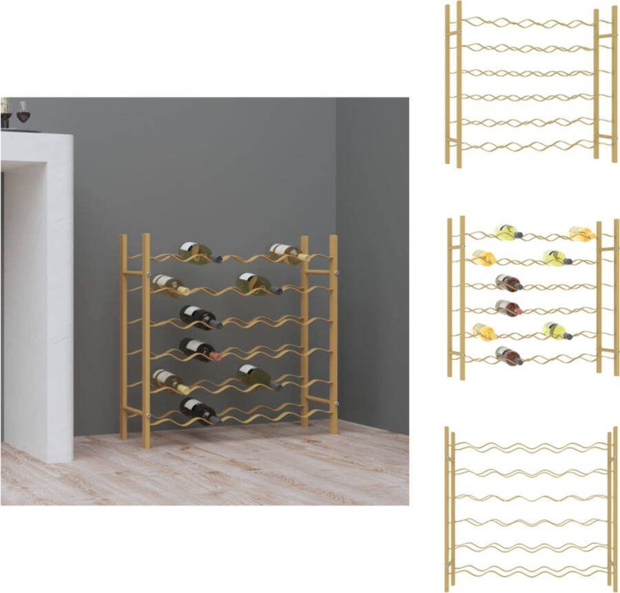 VidaXL Wijnrek 6 lagen Goud Metaal 65 x 22 x 58.5 cm Wijnrek