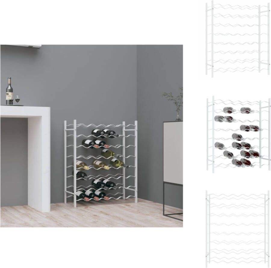 VidaXL Wijnrek 8-laags 65 x 22 x 80 cm Metaal Wit Wijnrek