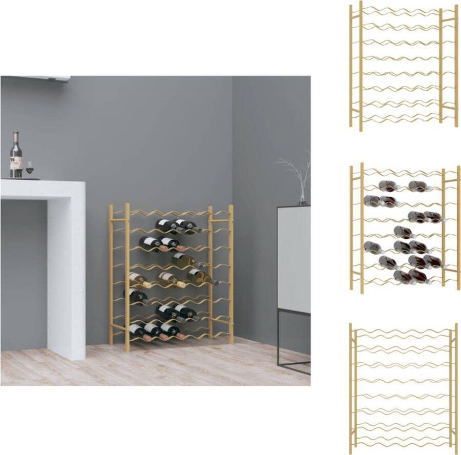 VidaXL Wijnrek Goud Metaal 65x22x80 cm 48 flessen Wijnrek