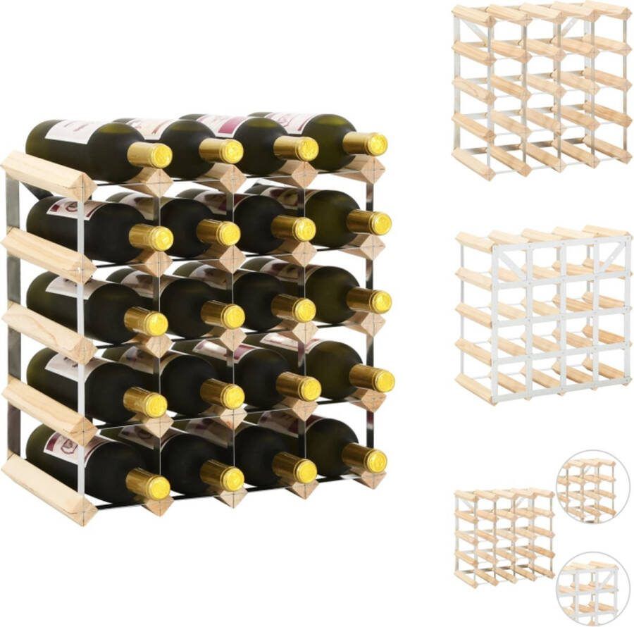 VidaXL Wijnrek Grenenhout en gegalvaniseerd staal 41.5 x 22.5 x 41.5 cm Maximaal 20 wijnflessen Wijnrek