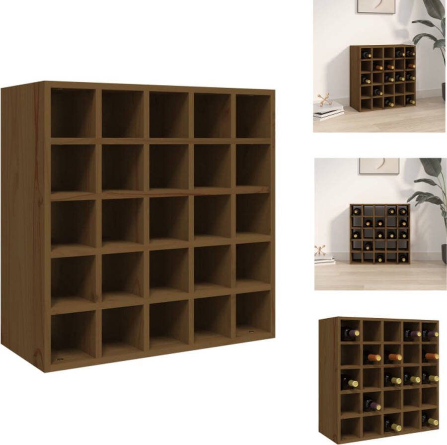 VidaXL Wijnrek Honingbruin Grenenhout 56 x 25 x 56 cm Geschikt voor 25 wijnflessen Wijnrek