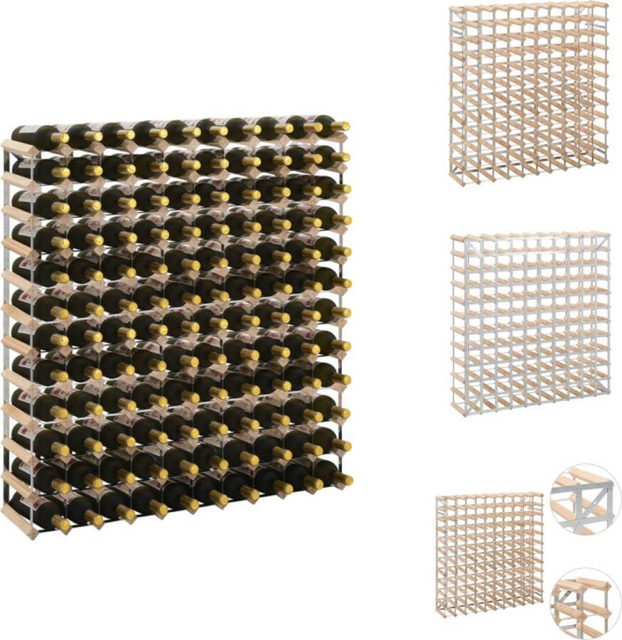 VidaXL Wijnrek Hout 110 x 22.5 x 110 cm Geschikt voor 120 flessen Wijnrek