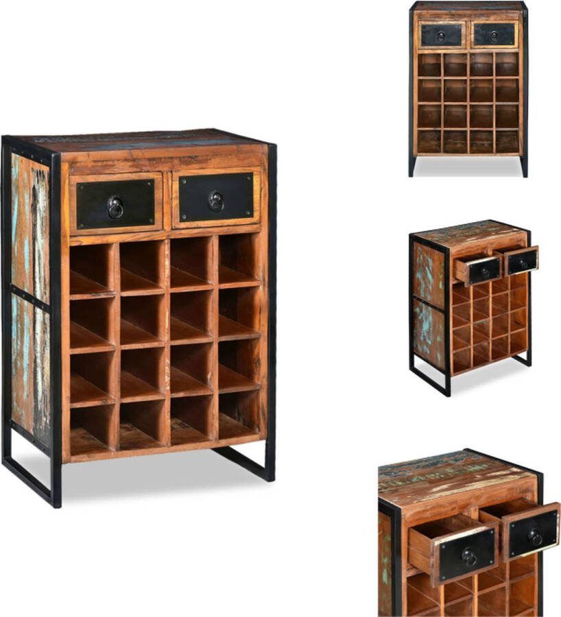 VidaXL Wijnrek Industrieel Hout 54 x 35 x 80 cm 16 flessen Wijnrek