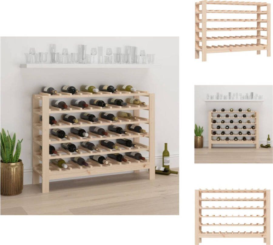 VidaXL Wijnrek Massief Grenenhout 109.5 x 30 x 82 cm opbergruimte voor 60 flessen Wijnrek