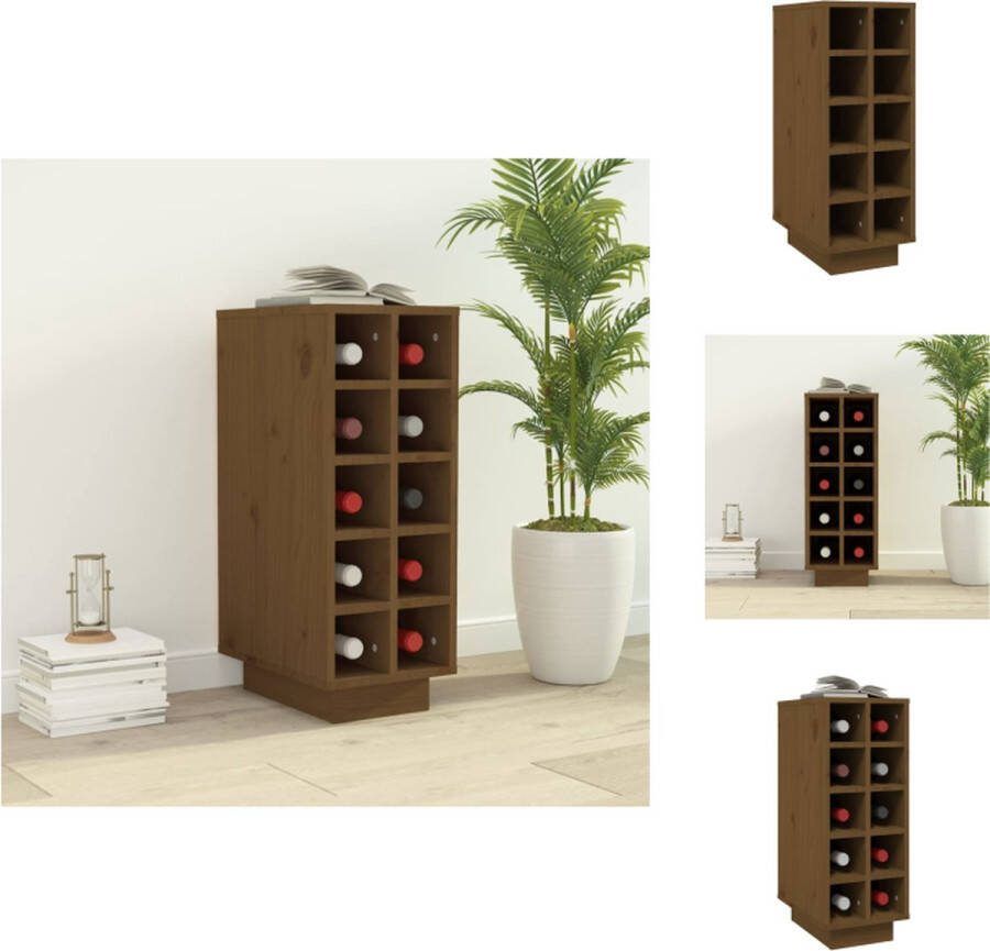 VidaXL Wijnrek Massief Grenenhout 23x34x61 cm Honingbruin Wijnrek