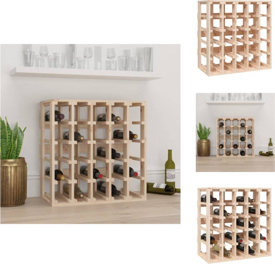 VidaXL Wijnrek Massief grenenhout 58.5 x 33 x 60.5 cm Opbergcapaciteit voor 25 flessen wijn Wijnrek